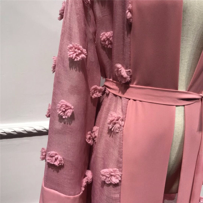 Thumbnail: Maryam's Diamond Style Luxurious Tassel Kimono Abaya