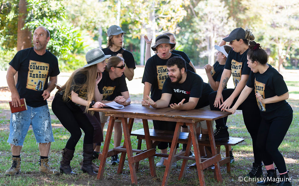 Michael Doris rehearsing in Queens Gardens with the cast of THE COMEDY OF ERRORS (2015). Photo by Chrissy Maguire