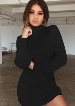 Miniatura: Vestido de Suéter de Punto Sexy y Elegante