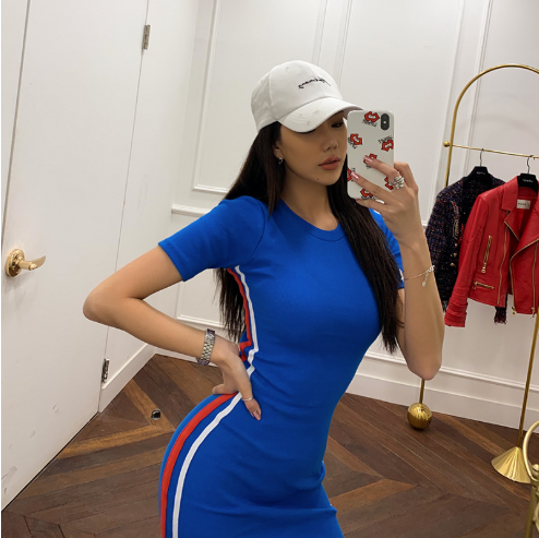 Vestido de manga larga, vestido con cuello en V, falda ajustada, vestido de esti