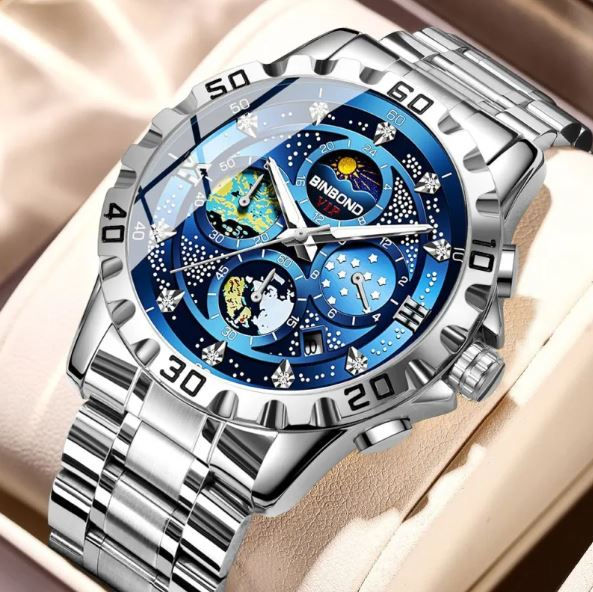 Miniatura: Reloj de cuarzo estilo ejecutivo, resistente al agua y con diseño de tres maneci