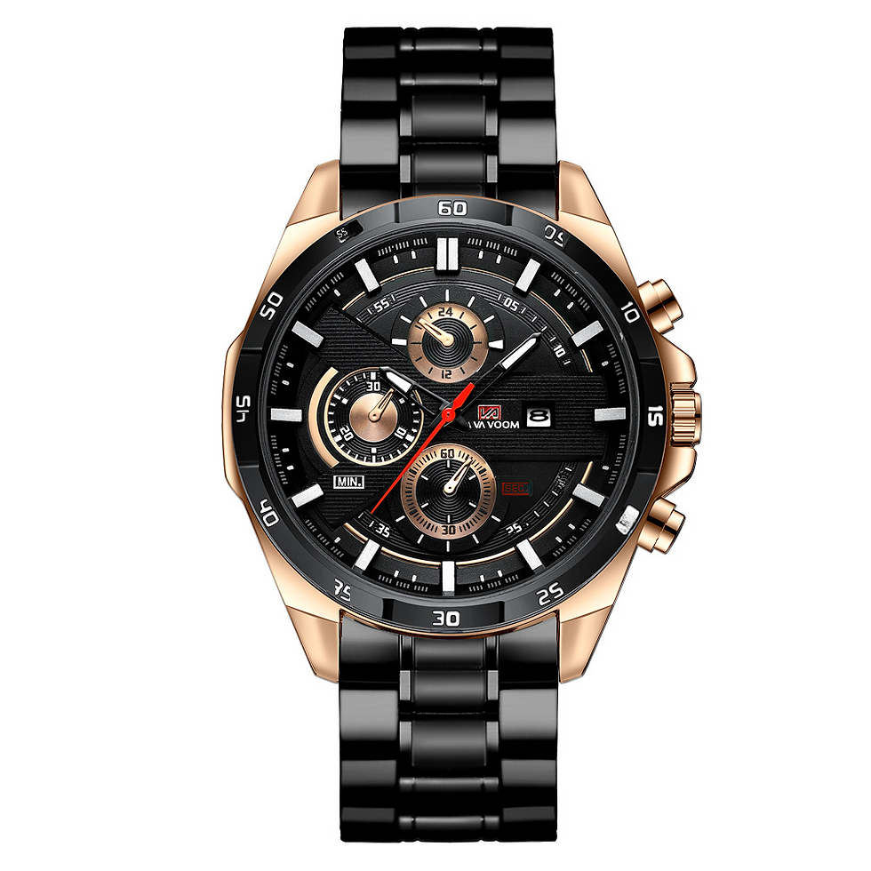Miniatura: Reloj Deportivo para Hombre - Correa de Cuero, Cuarzo Impermeable