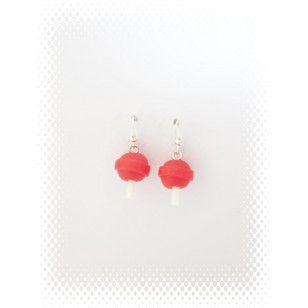 Boucles sucette chupa fraise en fimo attache en acier inoxydable