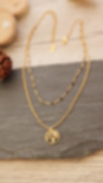 Article : Collier double arbre de vie avec zircon acier inoxydable doré réglable artis