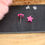 Miniature : Article : Boucles/ puces étoile rose pailleté fimo clous en acier inoxydable fait main
