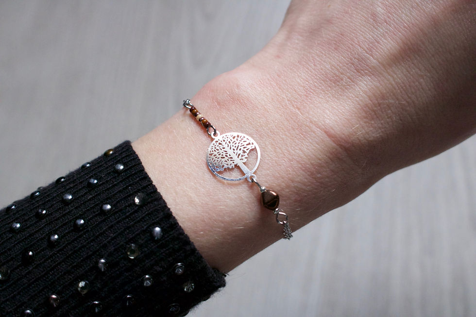 Miniature : Bracelet acier arbre de vie marron filigrane réglable inoxydable bohème miyuki