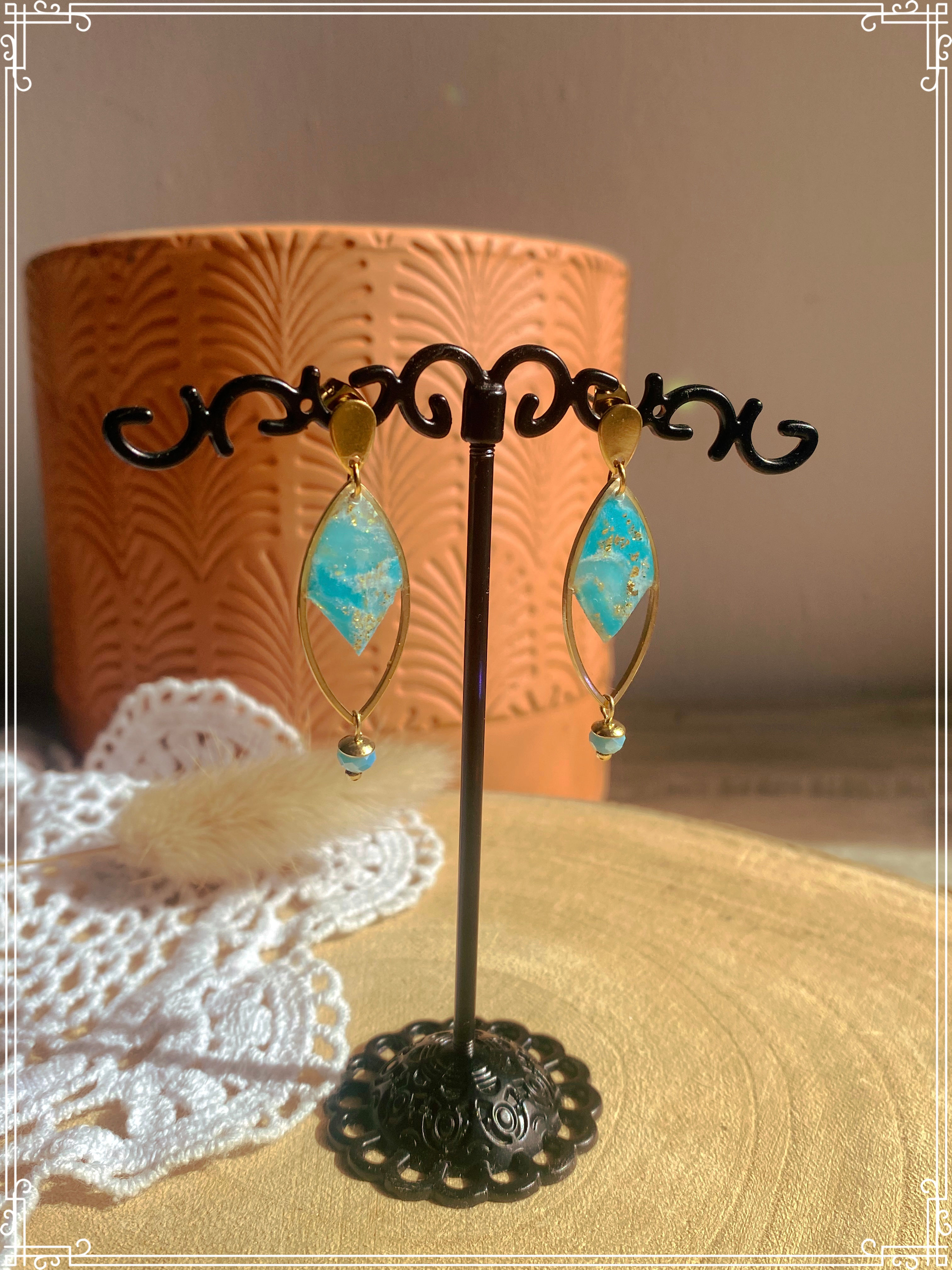 Boucles d'oreilles Osmoz artisanales en acier inoxydable or et rose