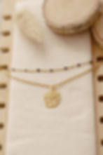 Article : Collier double fleur rose acier inoxydable doré réglable fait main