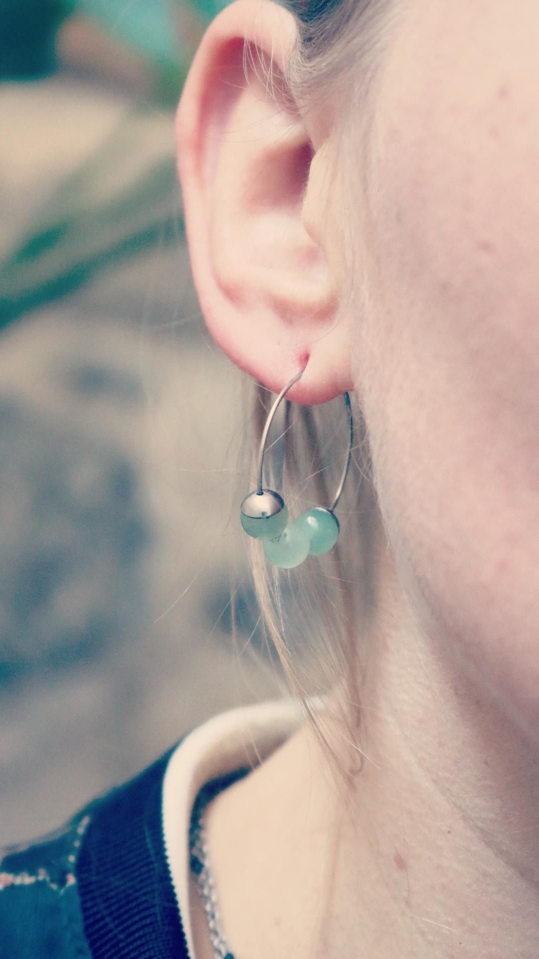 Petites créoles Jali Aventurine acier inoxydable fait main pierres naturelles