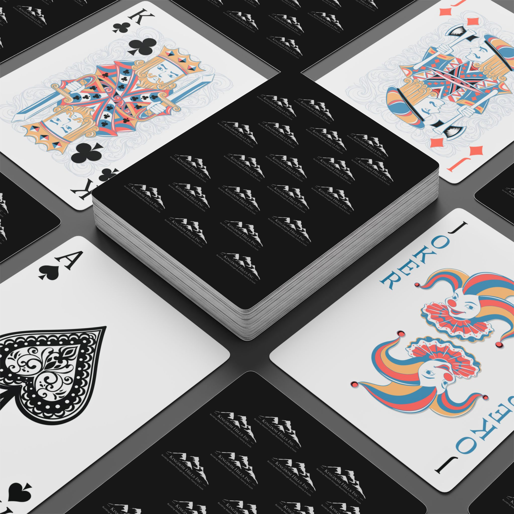 Classic Black & White Poker Playing Cards — Ornate Ace of Spades Deck