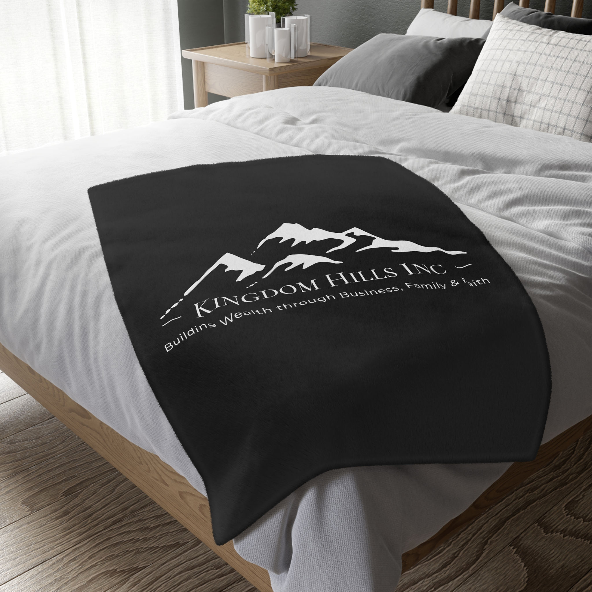Kingdom Hills Inc. Velveteen Microfiber Blanket — Inspirational Mountain Throw