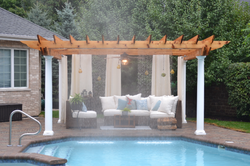 pergola construction with rain fall