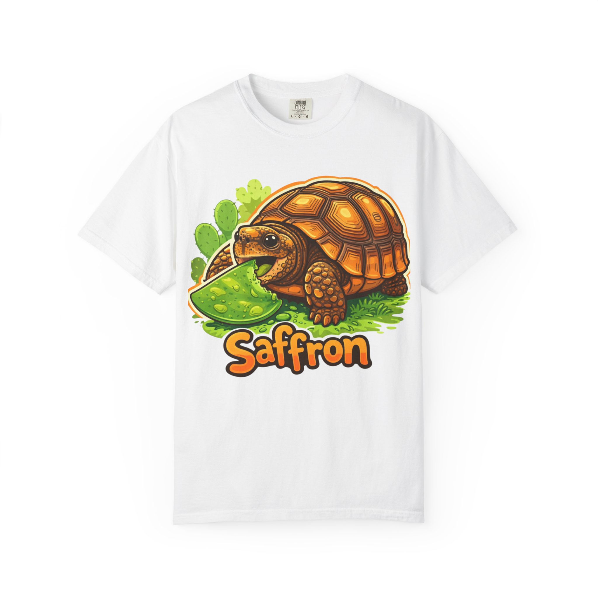 Saffron Tortoise eating Cactus Graphic Tee