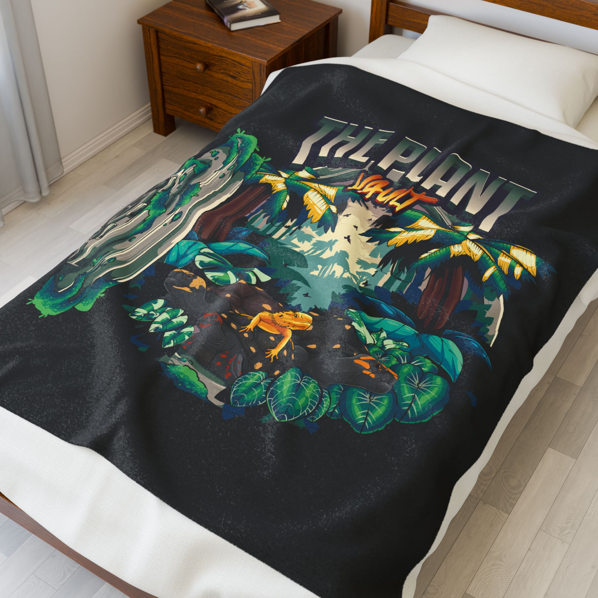 The Plant Vault Velveteen Plush Blanket - Cozy Tropical Design for Plant Lovers