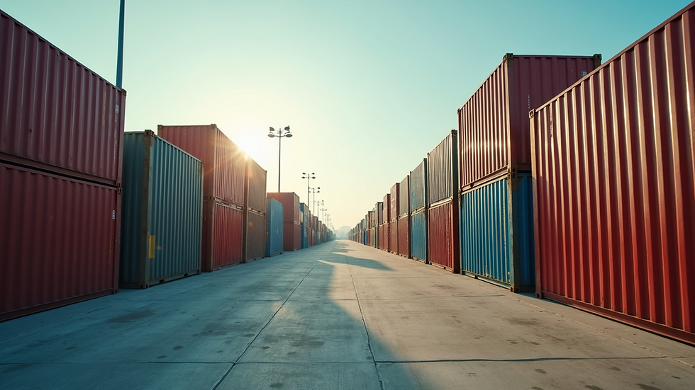 Wide angle view of shipping containers at Karachi port