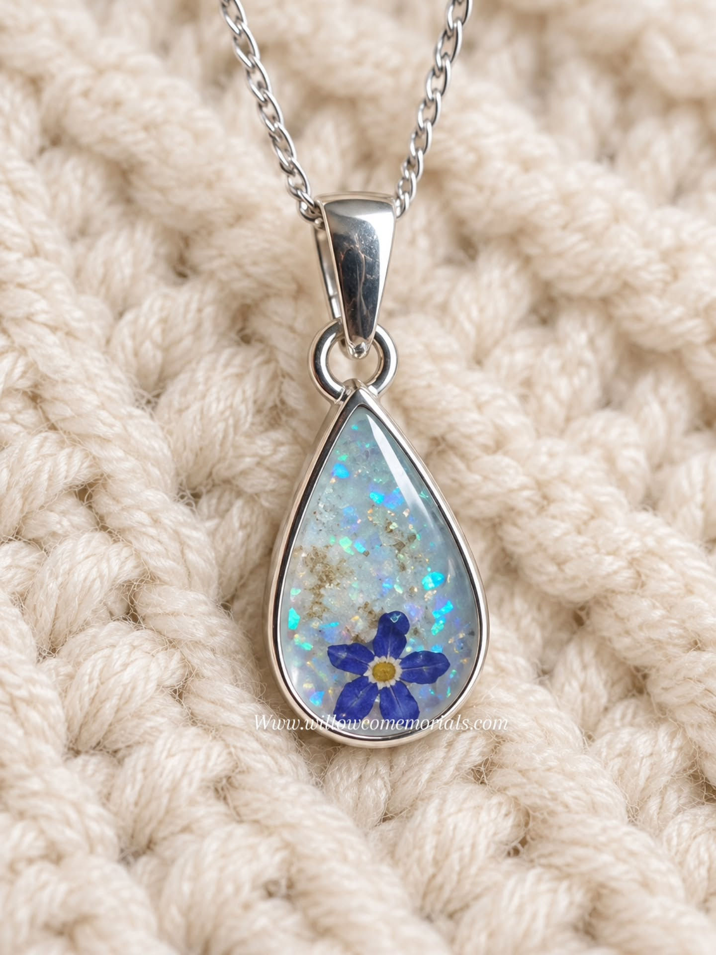 Forget me not teardrop necklace
