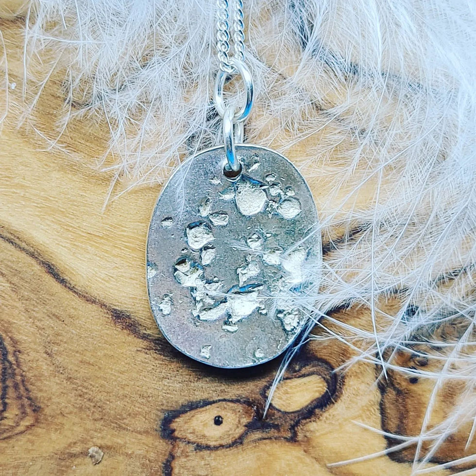 Imprinted ashes oval necklace 