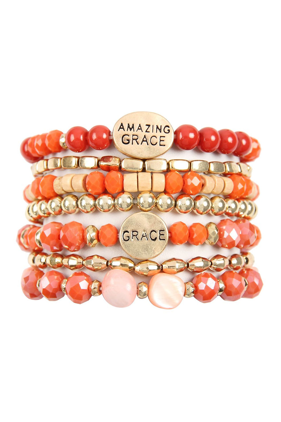 Thumbnail: Hdb2853 - "Amazing Grace" Charm Mix Beads Bracelet