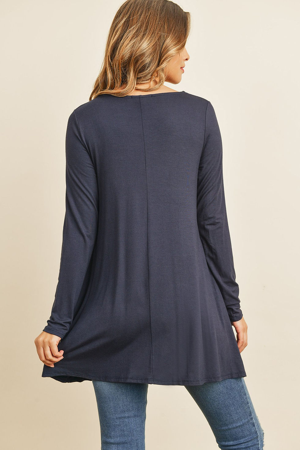 Thumbnail: Solid Long Sleeve Top With Inseam Pocket