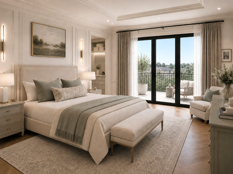 Master Bedroom in Parisi French Provincial Home Designed and Built By Archbuild
