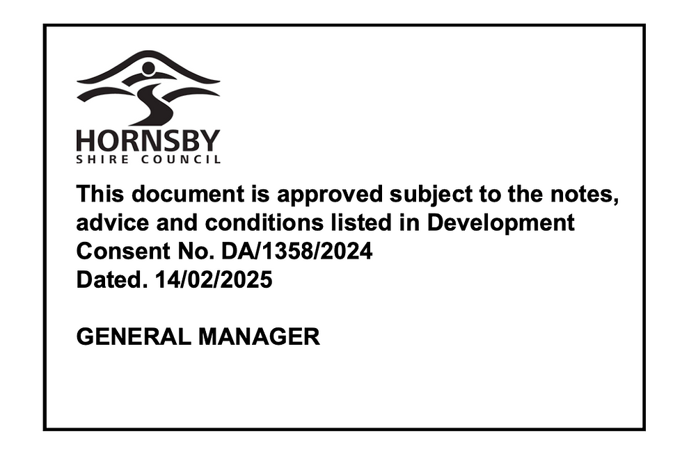 Hornsby Council DA approval stamp on a residential drawings by Archbuild