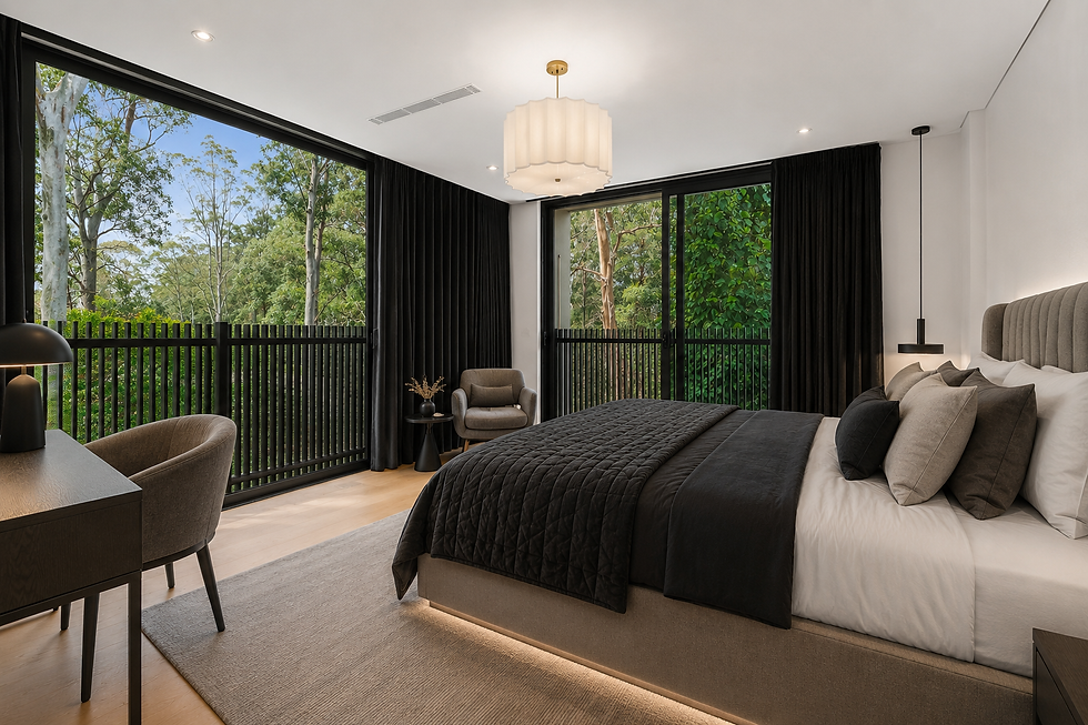 Wilga bedroom interior in modern luxury residence