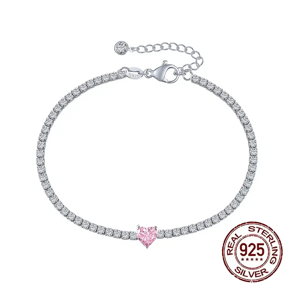 Thumbnail: Pink Heart Shaped Charm Bracelet