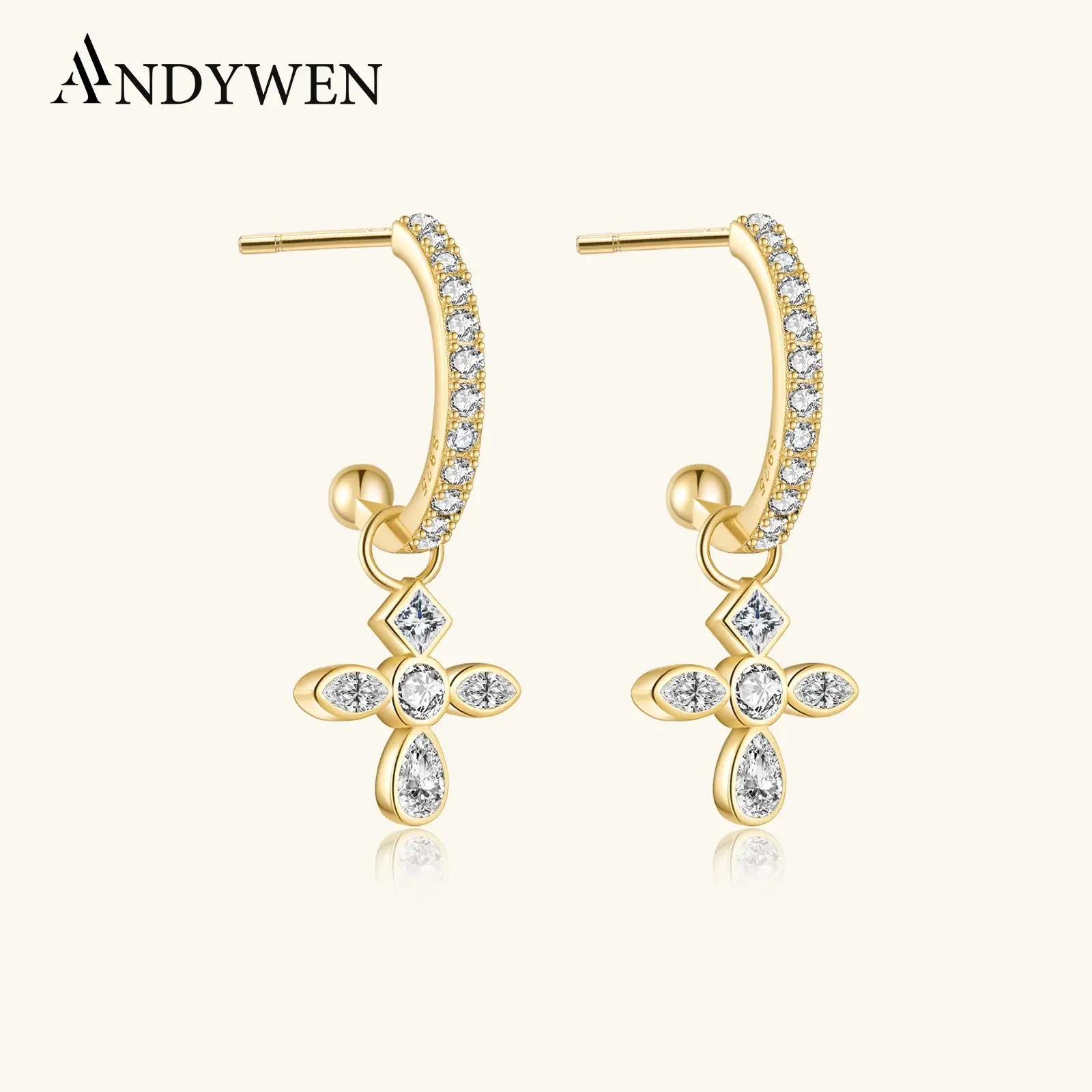 Cross Rainbow Charm Drop Earrings