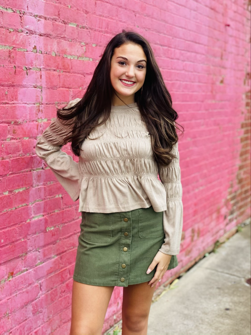 Thumbnail: Corduroy Cutie Skirt in Olive