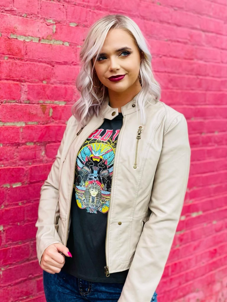 Lovely Leather Jacket in Tan