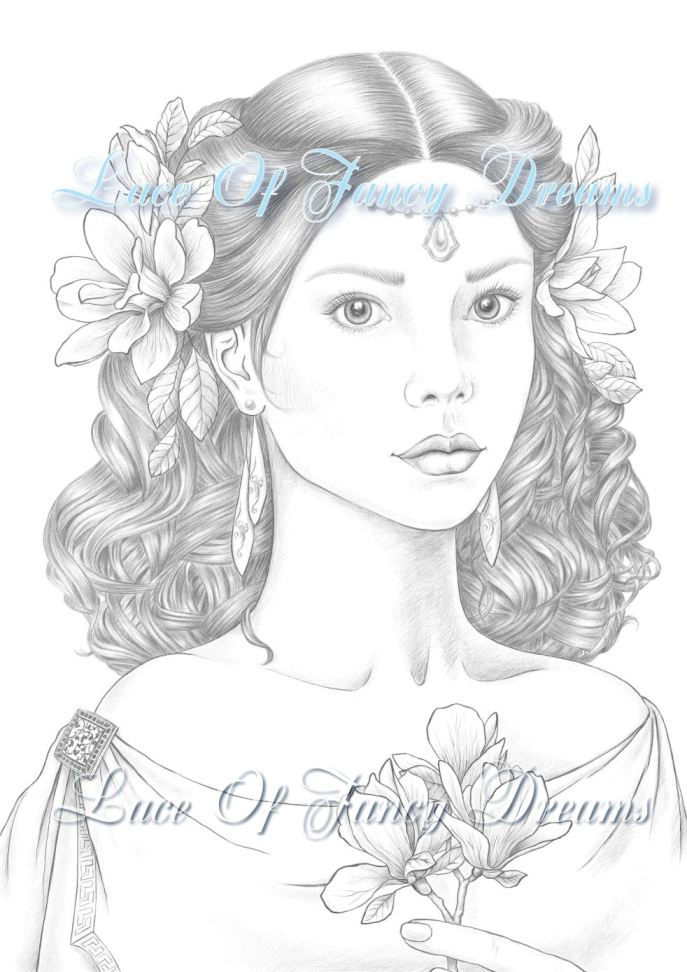 Thumbnail: Magnolia. PDF coloring page for adults.