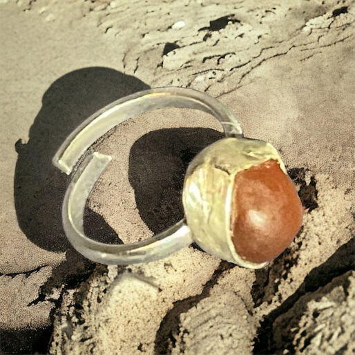 Thumbnail: Stirling Silver Sea Glass Size Changing Ring