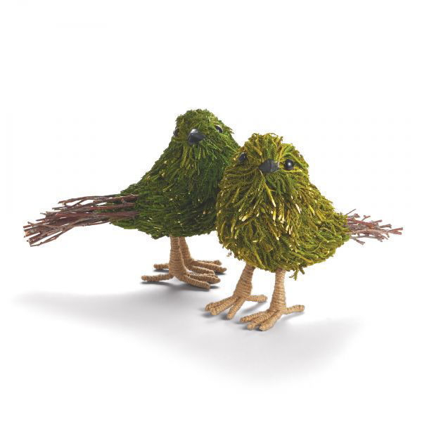 Set of two moss and twig birds