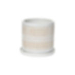 Beige and white pot with saucer