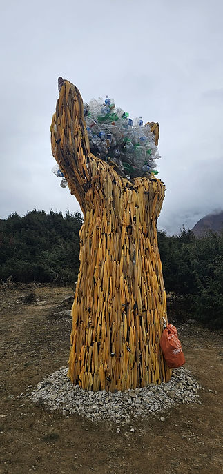 Statue made of recycled rubbish
