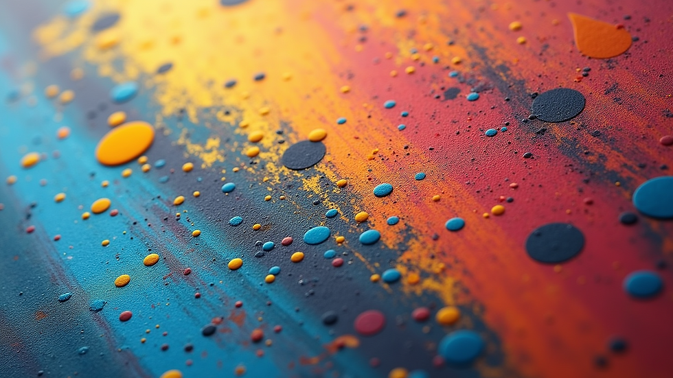 Close-up of a colorful abstract painting on canvas