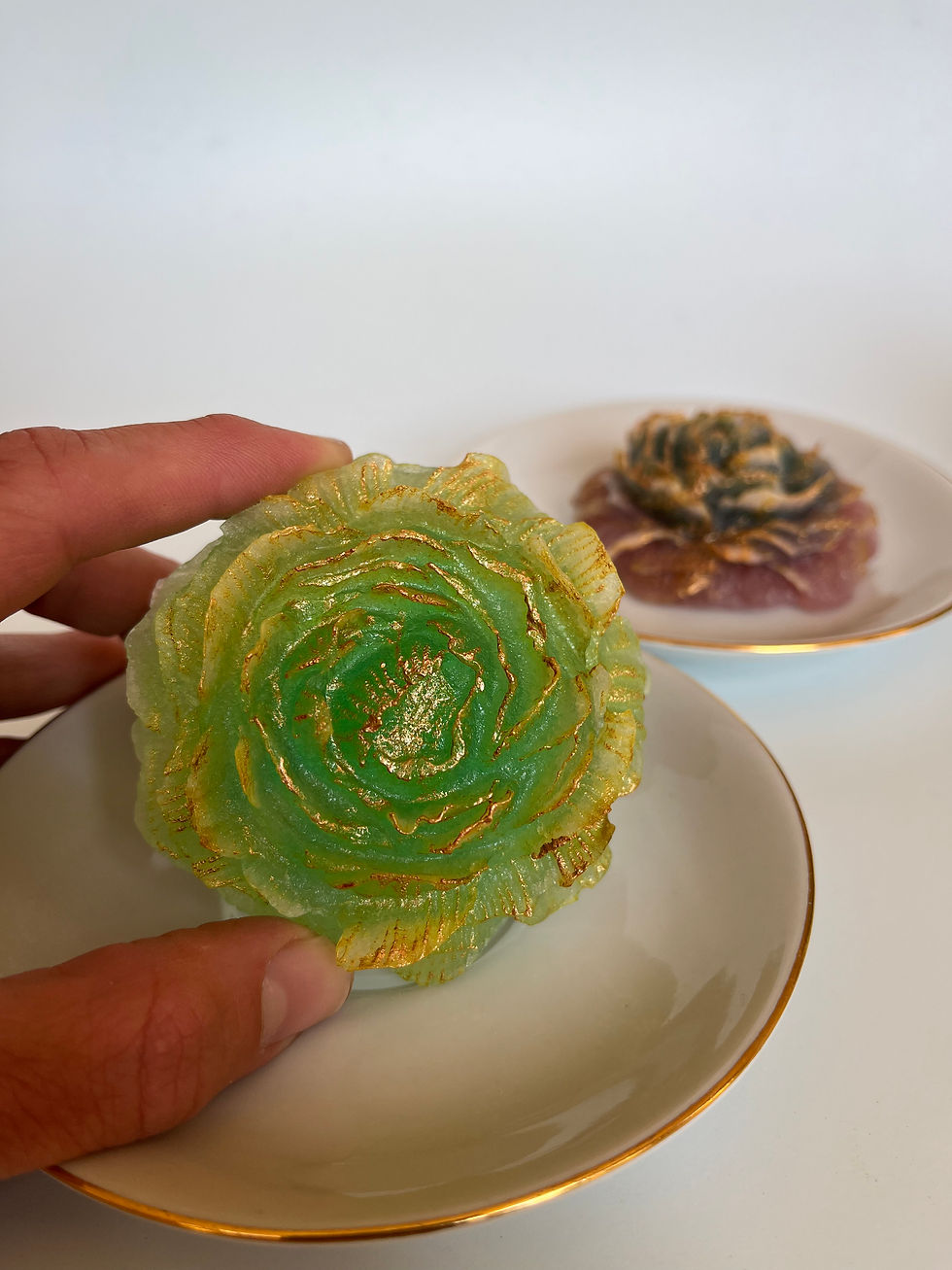 Thumbnail: The Twin Peony Crystal Box - 2 Edible Crystal Candy Kohakutou Flowers