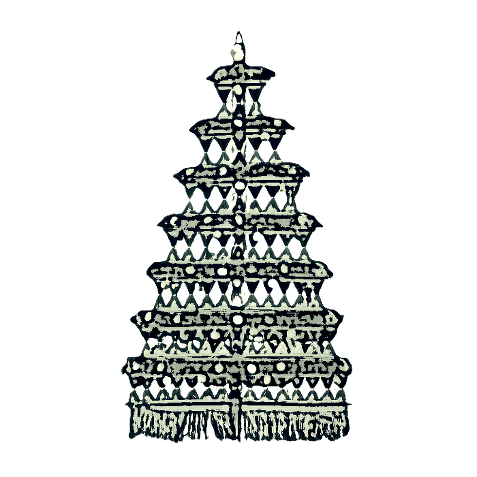 a sketch of a vintage macramé Christmas tree