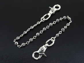 クロムハーツ 2クリップクロスボールリンクウォレットチェーン ショート 新品仕上げ