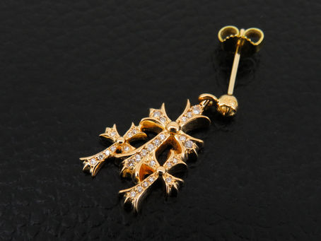 クロムハーツ トリプルCHクロスドロップイヤリングピアス(22k) パヴェダイヤカスタム