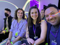 Smiling group at a vibrant event