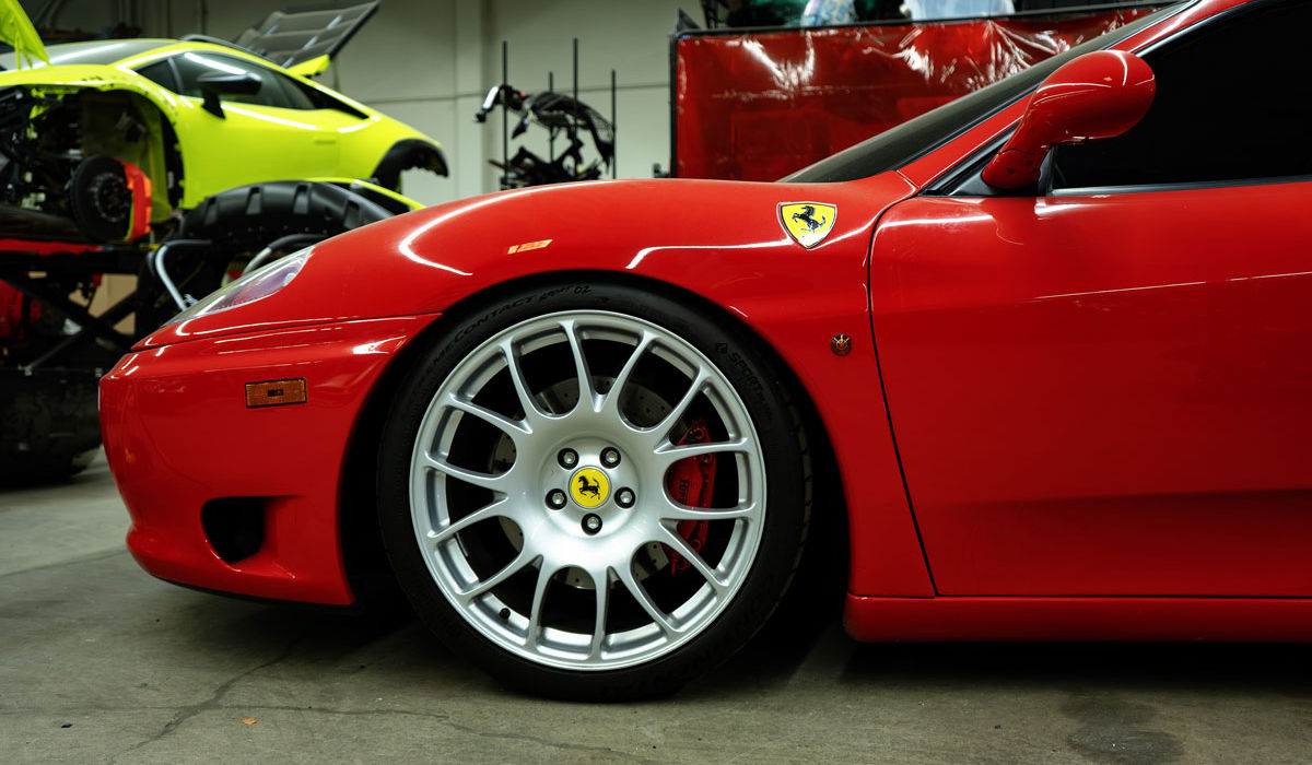 Red Ferrari 360 Modena with silver rims