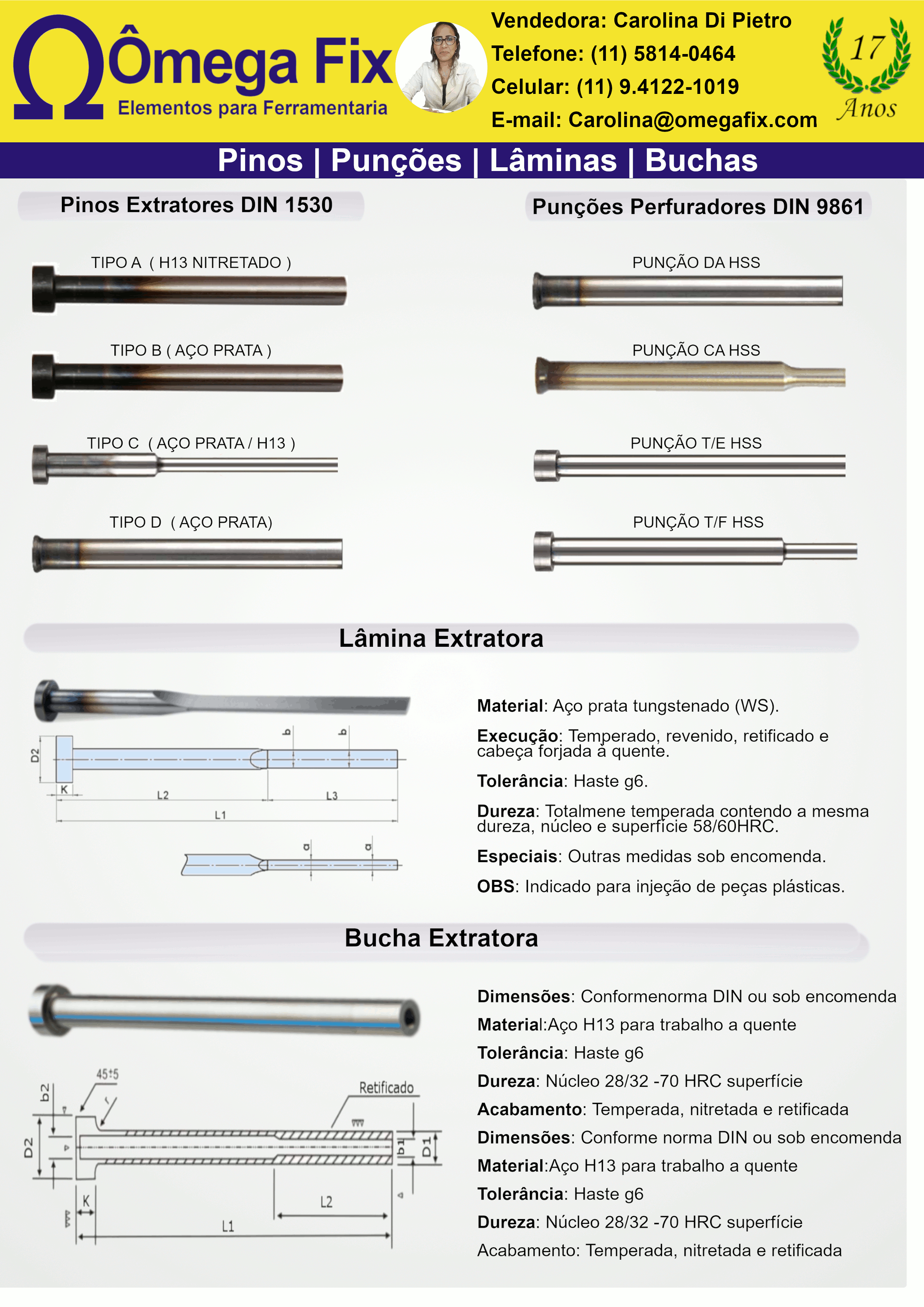 Pino extrator DIN 1530, Pino extrator ti