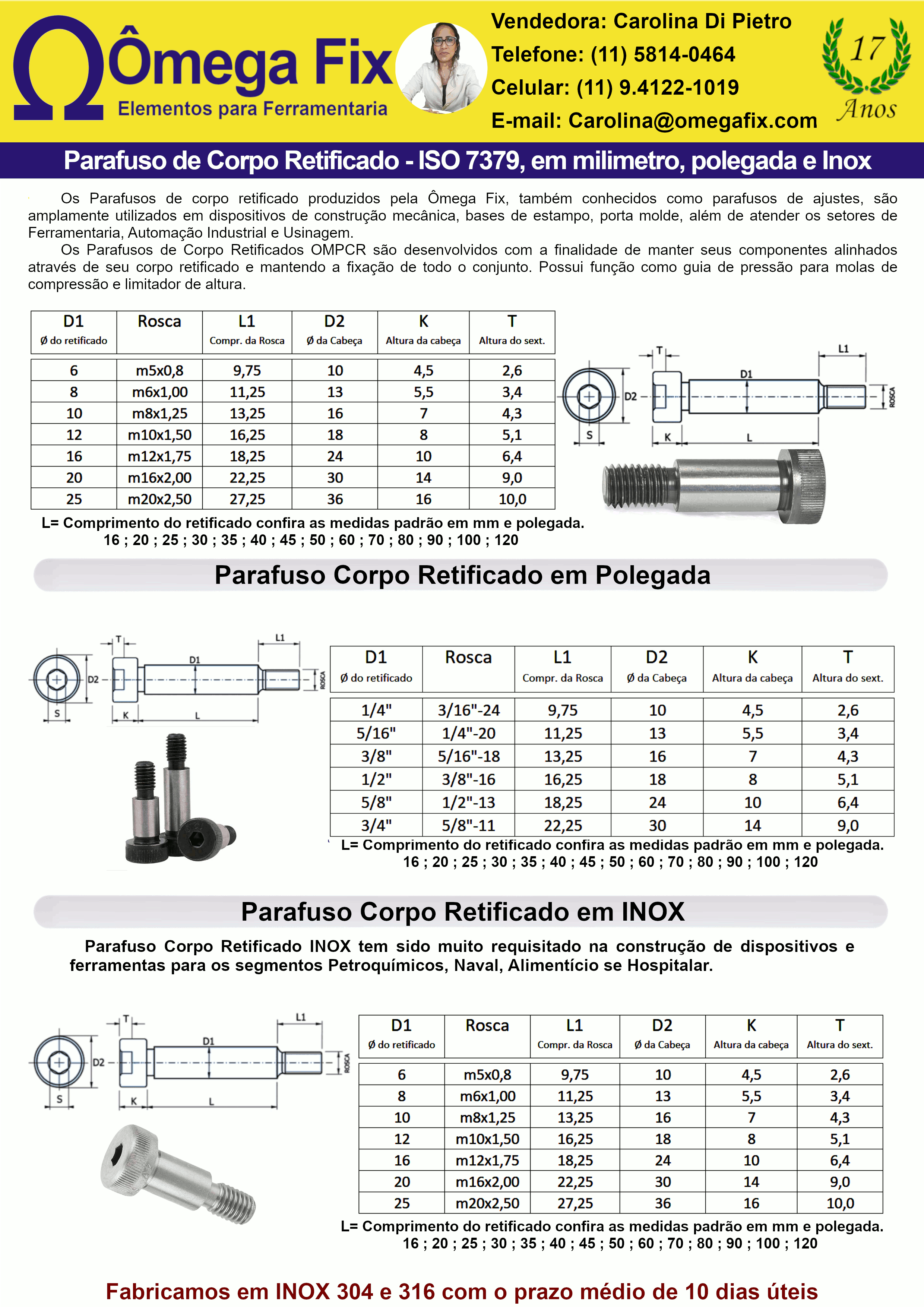 Parafuso Retificado - ISO 7379