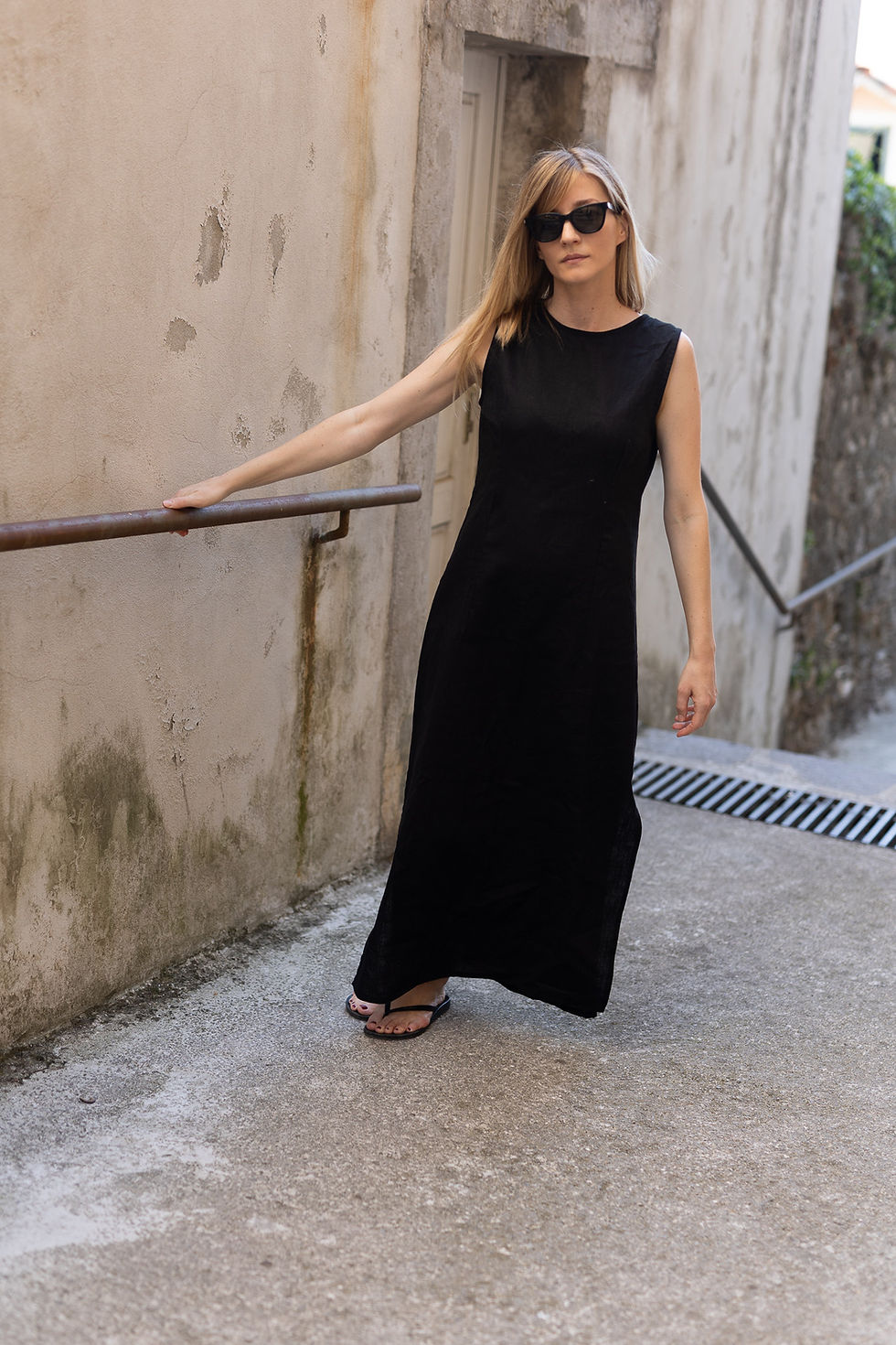 Thumbnail: Linen Maxi Dress - Black