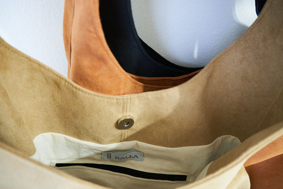 Thumbnail: Shopper bag Moon in vegan suede - Sand