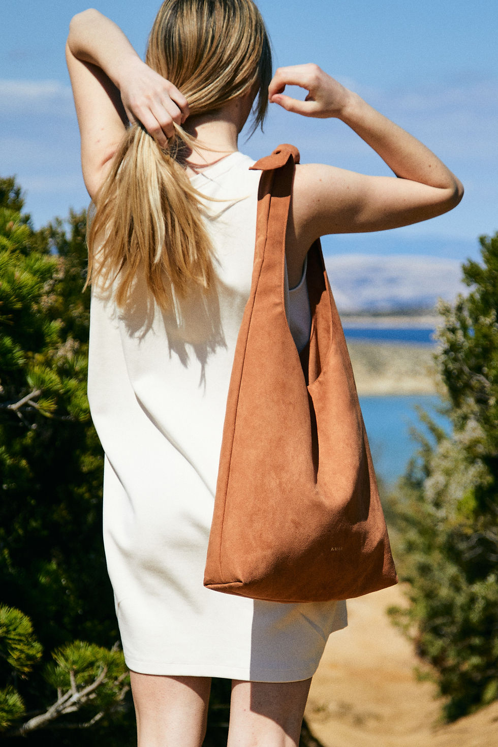 Minijatura: Shopper bag Moon in vegan suede - Terracotta