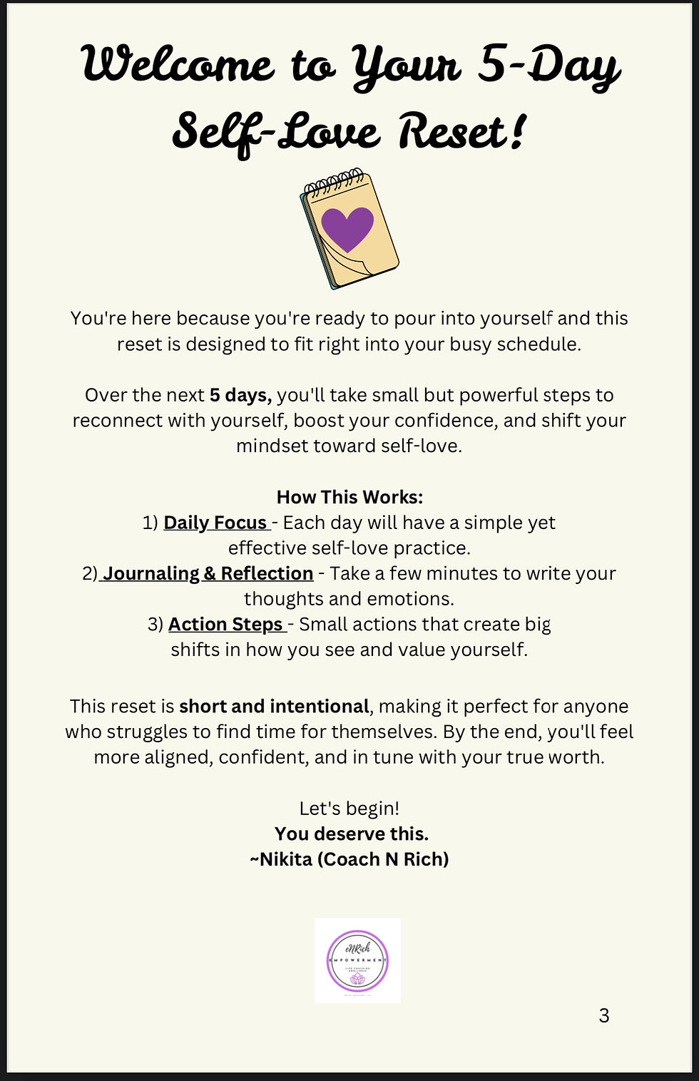 Welcome to your 5-day self-love reset intro page