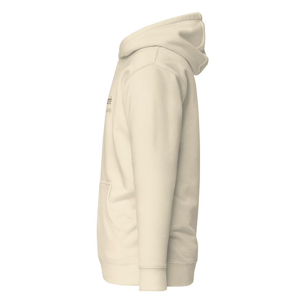 Premium pullover hoodie with soft interior, pouch pocket, and “Comfe In My Own Skin” design.
