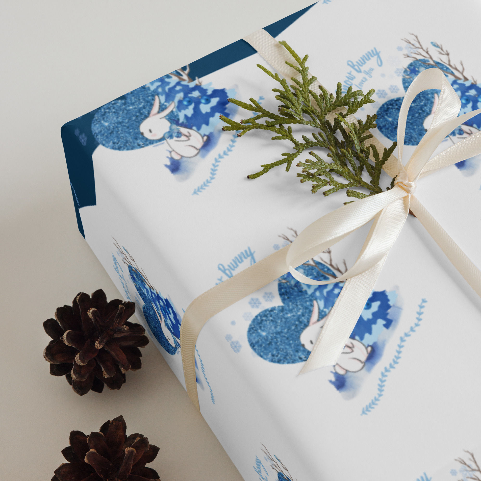 Comfeday® Wrapping Paper Sheets (3) – Snow Bunny Loves You